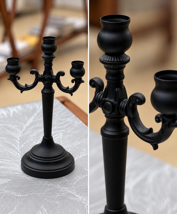 Matte Black Candelabra – Elegant Multi-Arm Decorative Candle Holder