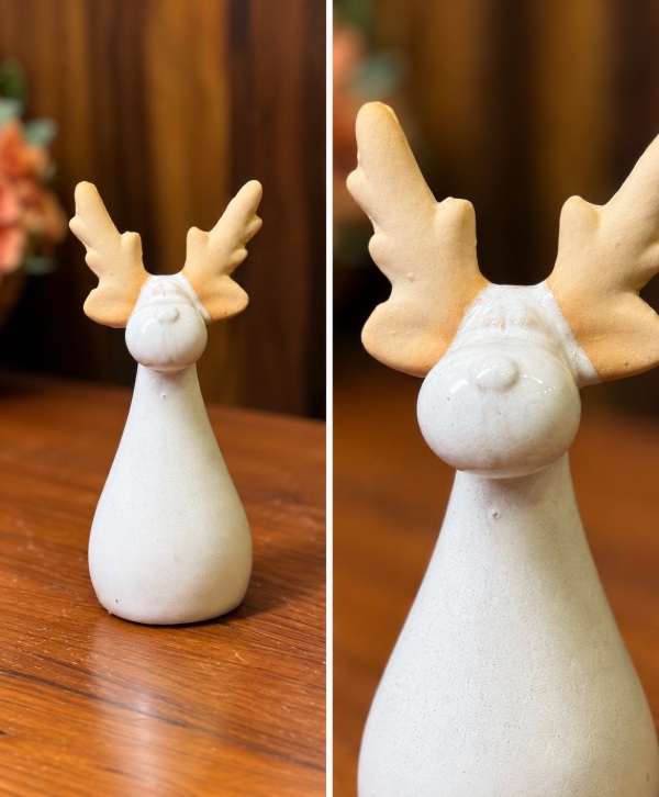 Glossy White Ceramic Reindeer – Elegant Christmas Home Décor Statue