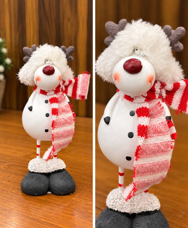 Cozy Reindeer Snowman Holiday Décor – Charming Christmas Decorative Figurine