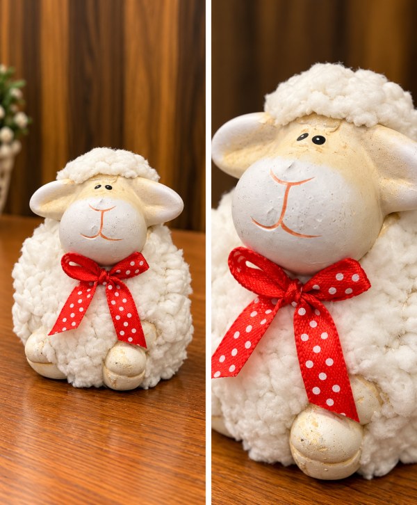 Cozy Sheep Figurine – Charming Festive Home Décor Statue