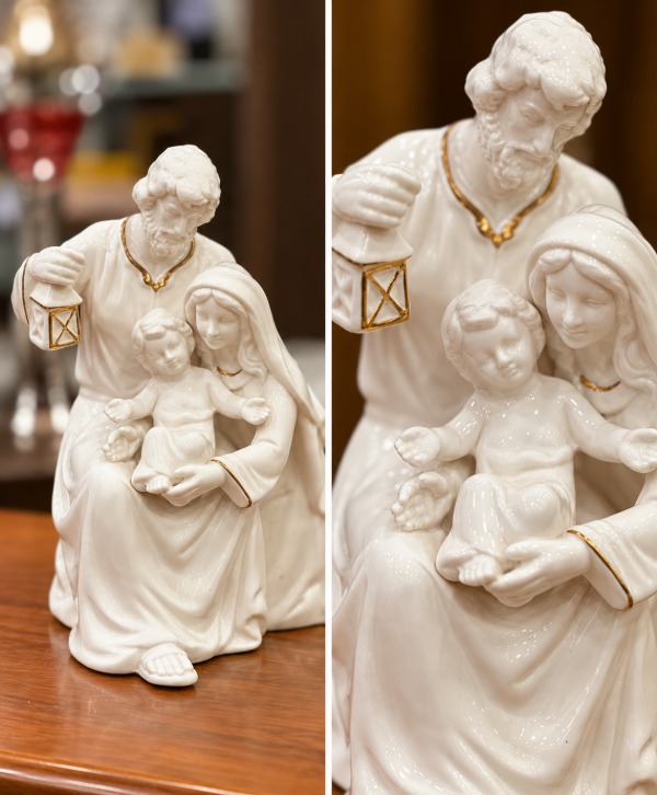Glossy Ceramic Nativity – Elegant Christmas Manger Scene Décor