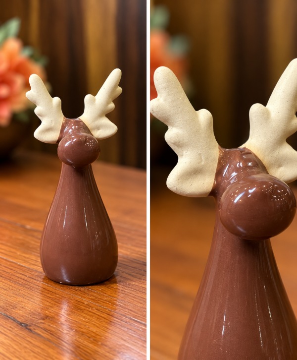 Glossy Brown Ceramic Reindeer – Elegant Decorative Home Décor Statue