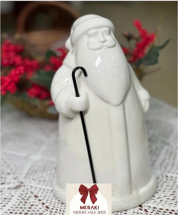 Glossy White Ceramic Santa Claus – Elegant Christmas Home Décor Statue