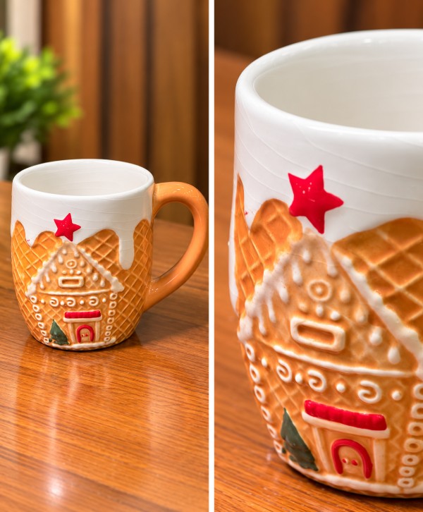 Gingerbread House Ceramic Mug – Festive Christmas Drinkware