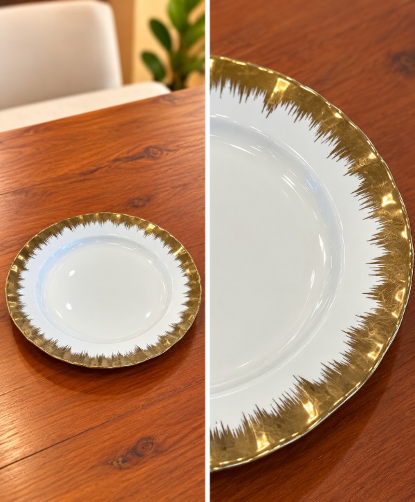 Elegant Gold-Edged Plate – Luxury Decorative Crockery