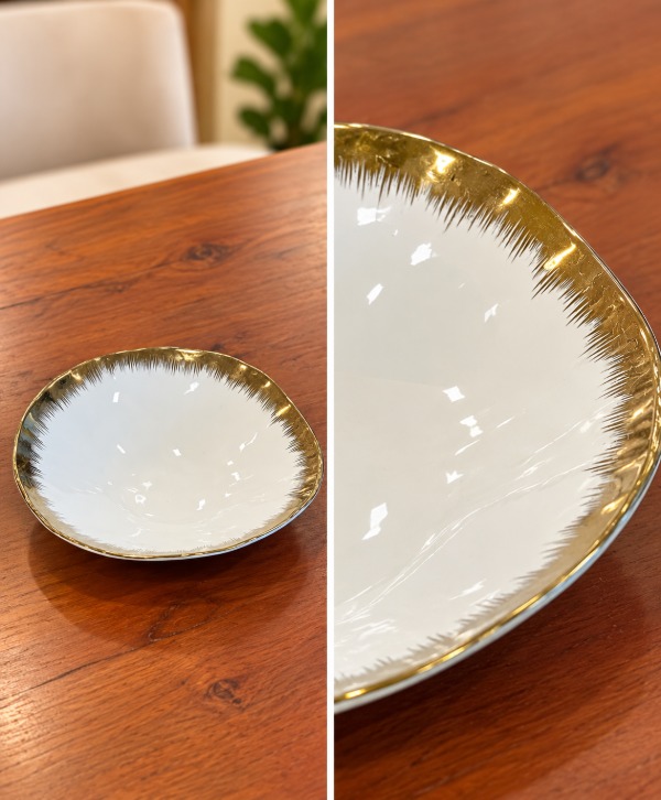 Elegant Gold-Trimmed Ceramic Bowl – Luxury Decorative Serving Crockery