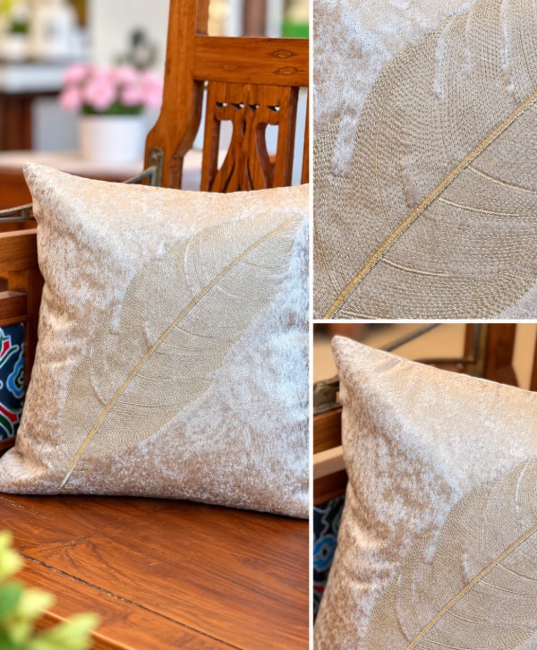 Crushed Velvet Feather Cushion – Luxurious Textured Throw Pillow
