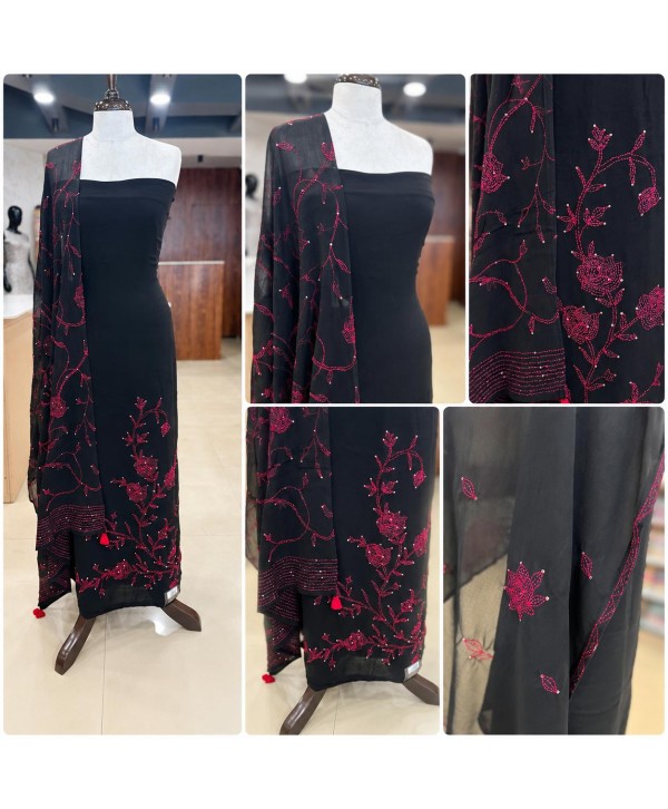 Pure Georgette Chikankari Inspired Salwar Material