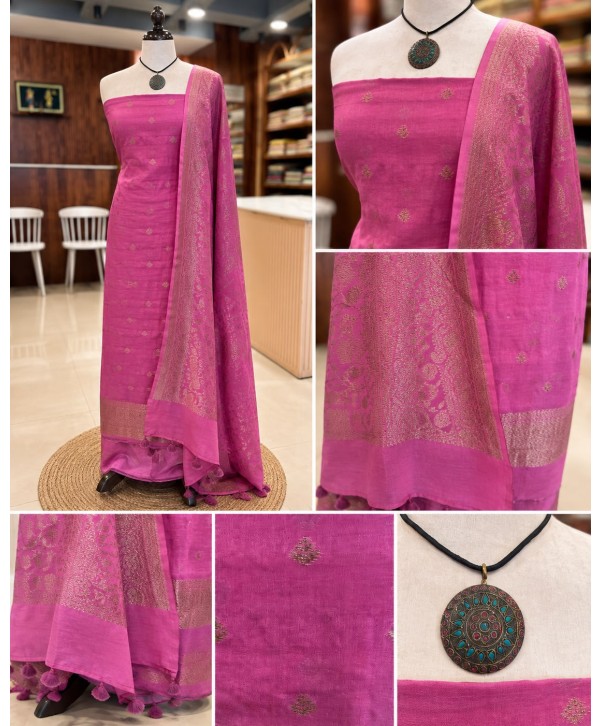 Chanderi Silk Banarasi Dupatta Salwar Material