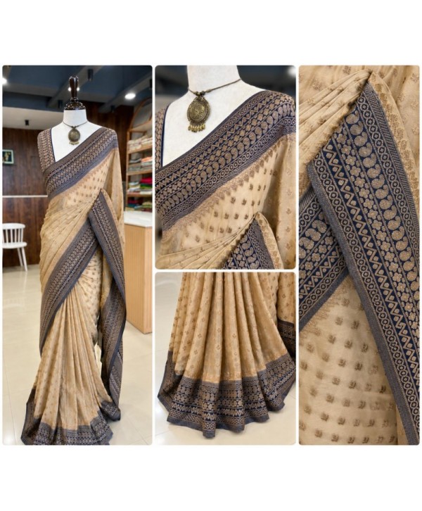 Chikku Crushed Georgette Saree 
