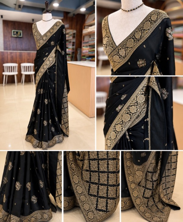 Dola Silk Saree with Meenakari Work & Banarasi Border
