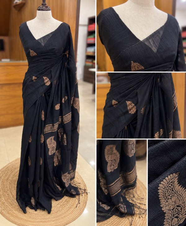 Pure Jute Saree with Elegant Banarasi Work – Traditional Ethnic Wear
