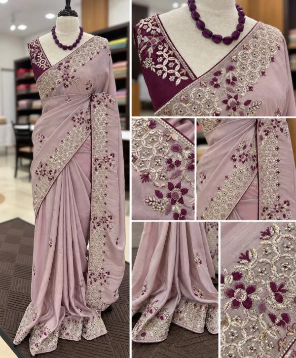Semi Silk Saree with All-Over Pallu Work and Elegant Bead Embellishments