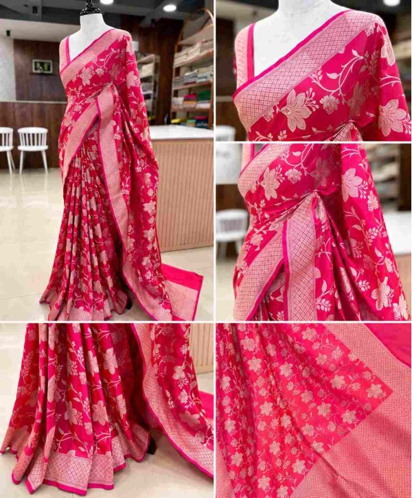 Rani Pink Banarasi Weave Saree