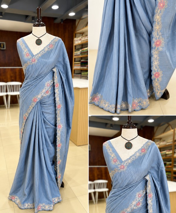Begalpuri Silk Saree with Foil Work & Embroidery Border